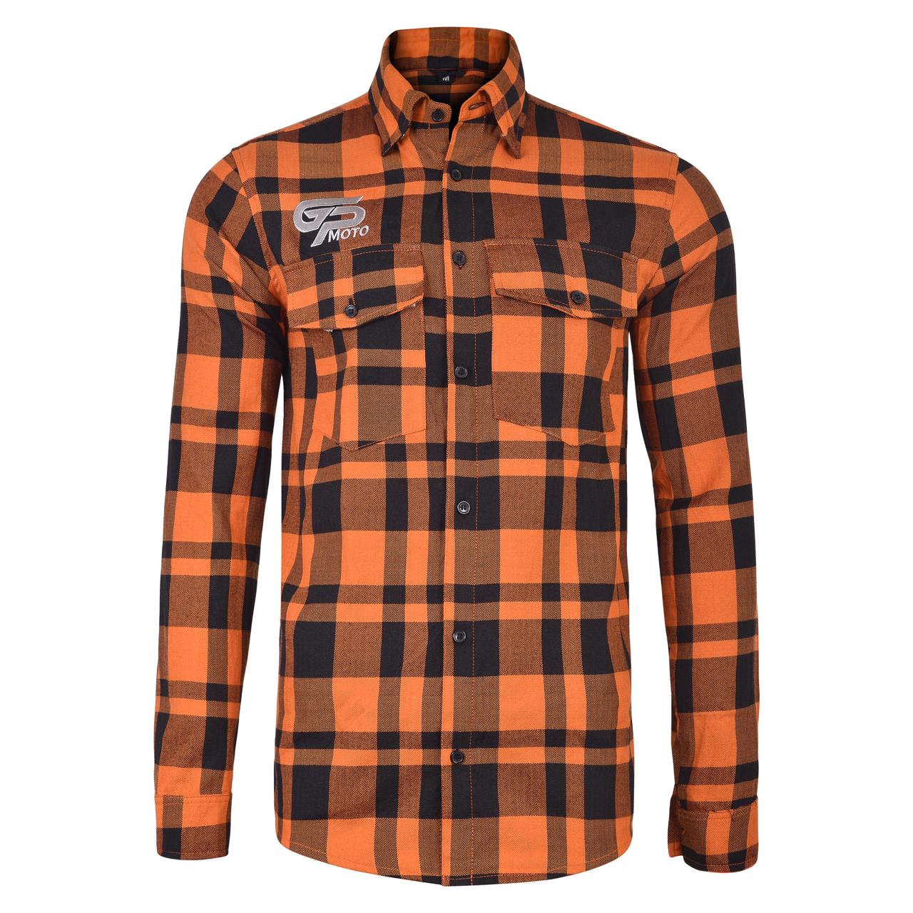 The New Orange And Black Hairing Bone Flannel (Hidden Snap Collor)